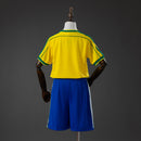 Brazil 1998 Home Retro Kids Kit Jersey SIZE 16-28