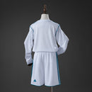 Real Madrid 17/18 Home Retro Long Sleeve Kids Kit Jersey Size 16-28