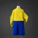 Brazil 2002 Home Retro Long Sleeve Kids Kit Jersey SIZE 16-28