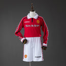 M-U 98/99 Home Retro Long Sleeve Kids Kit Jersey SIZE 16-28
