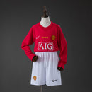 M-U 07/08 Home Retro Long Sleeve Kids Kit Jersey SIZE 16-28