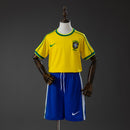 Brazil 1998 Home Retro Kids Kit Jersey SIZE 16-28