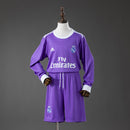Real Madrid 16/17 Away Retro Long Sleeve Kids Kit Jersey SIZE 16-28