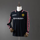 M-U 1998/99 Black Long Sleeve Retro Jersey S-XXL